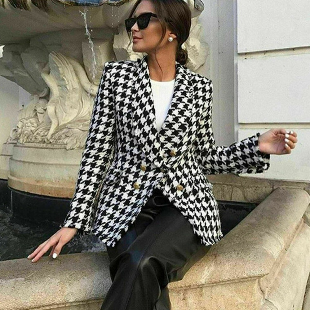 Zara‎ Monochrome Houndstooth Blazer